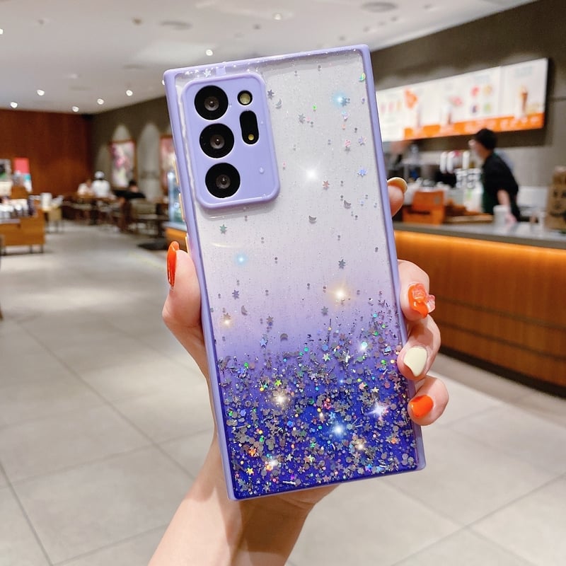 Θήκη σιλικόνης με γκλίτερ σε χρώμα καραμέλας και αστέρι ουρανό για Samsung S22 ULTRA, μαλακή, προστατευτική θήκη με απαλές άκρες και απαλές άκρες