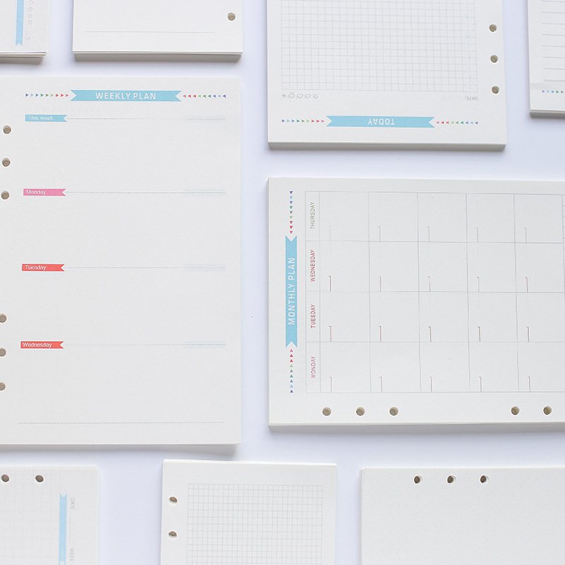 Refill de caiet cu 6 găuri și pagini în grilă — Guodong Paper Bag, 40 de foi