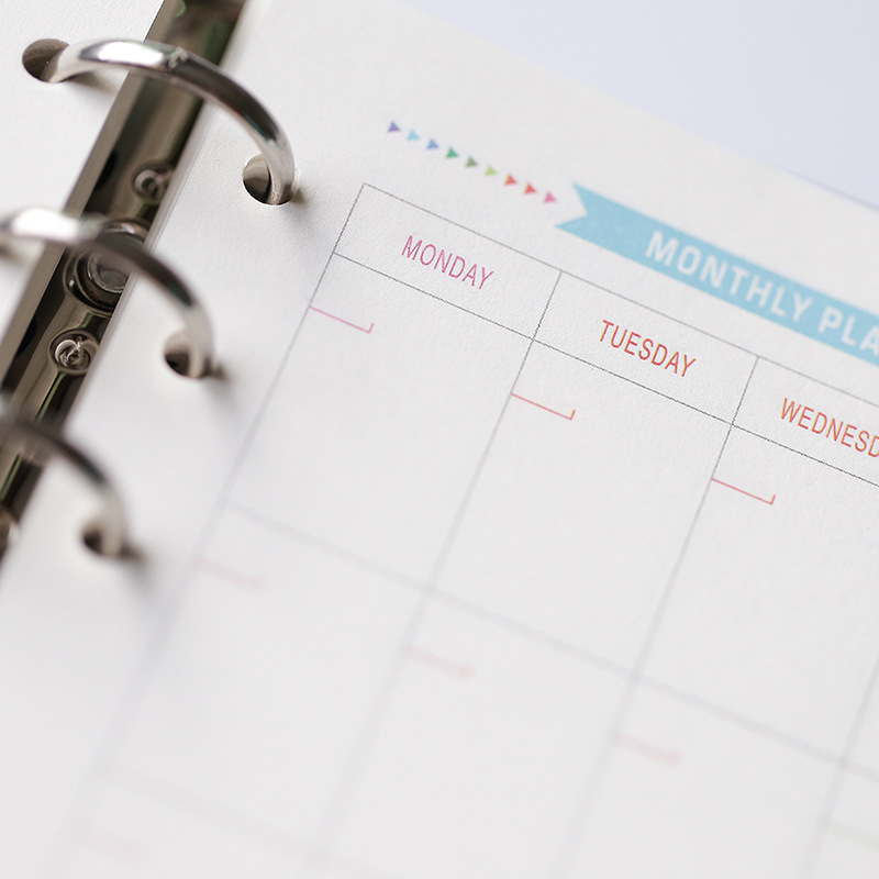 Refill de caiet cu 6 găuri și pagini în grilă — Guodong Paper Bag, 40 de foi