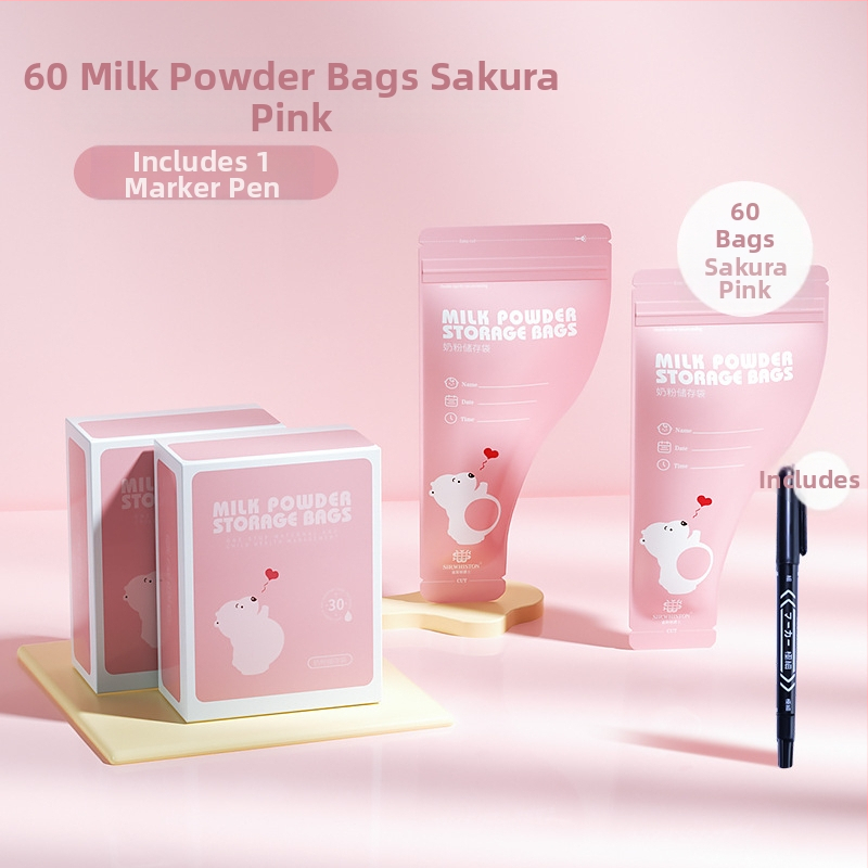 Sada na skladovanie mliečneho prášku: prenosný jednorazový uzavierací vrecko a dóza na prášok, Sir Wheston, štýl 39064733