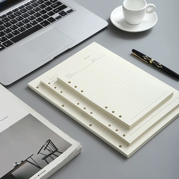 Refill pentru caiet cu foi detașabile — 6 găuri A5 80 g, 9 găuri B5 100 g, 4 găuri A4 — hârtie bej Dalin, 100 foi, opțiune de personalizare