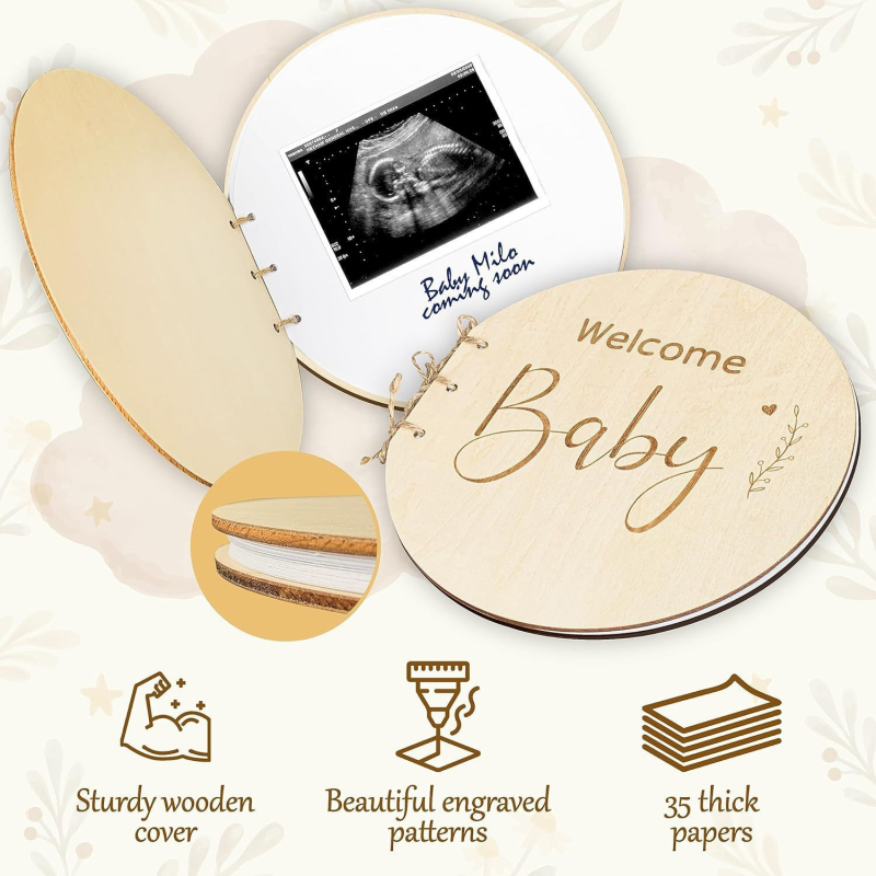 Knjiga gostiju za bebe – prilagodljiva, 20 stranica, povez s dvije rupe, moguć ispis logotipa