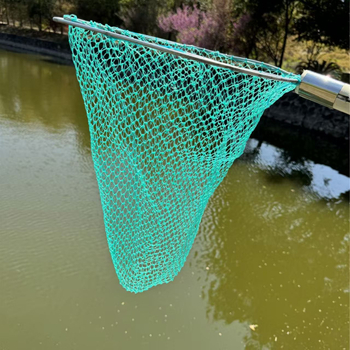 Plasă de pescuit cu mâner din lemn, dublă față, solidă, cu ochiuri fine; Material: oțel armat, diametru deschidere 28–40 cm, adâncime 22–60 cm, încărcare 5–30; pentru acvacultură și fructe de mare (pește și creveți)