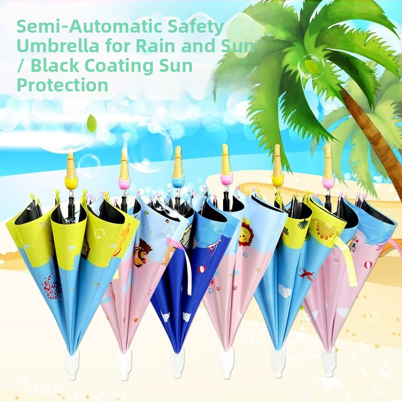 Detský dážďnik na slnko a dažď, vinyl potiahnutá látka, UPF 50+, 8 lúčov rám, ručné otvorenie a zatvorenie, kreslený štýl