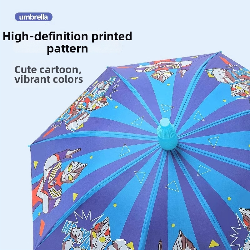 Detský dážďnik na slnko a dažď, vinyl potiahnutá látka, UPF 50+, 8 lúčov rám, ručné otvorenie a zatvorenie, kreslený štýl