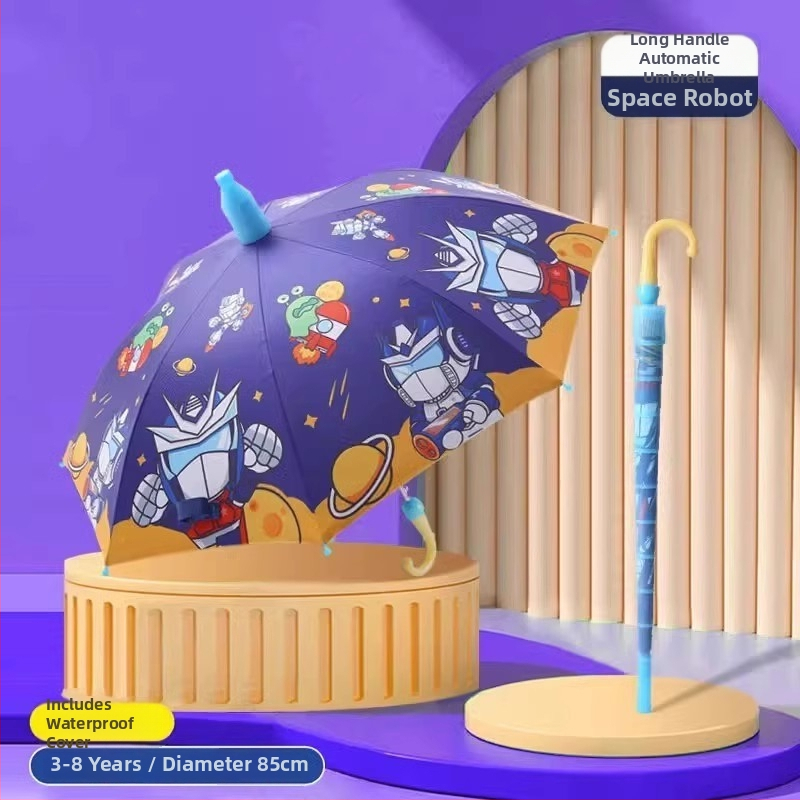 Detský dážďnik na slnko a dažď, vinyl potiahnutá látka, UPF 50+, 8 lúčov rám, ručné otvorenie a zatvorenie, kreslený štýl