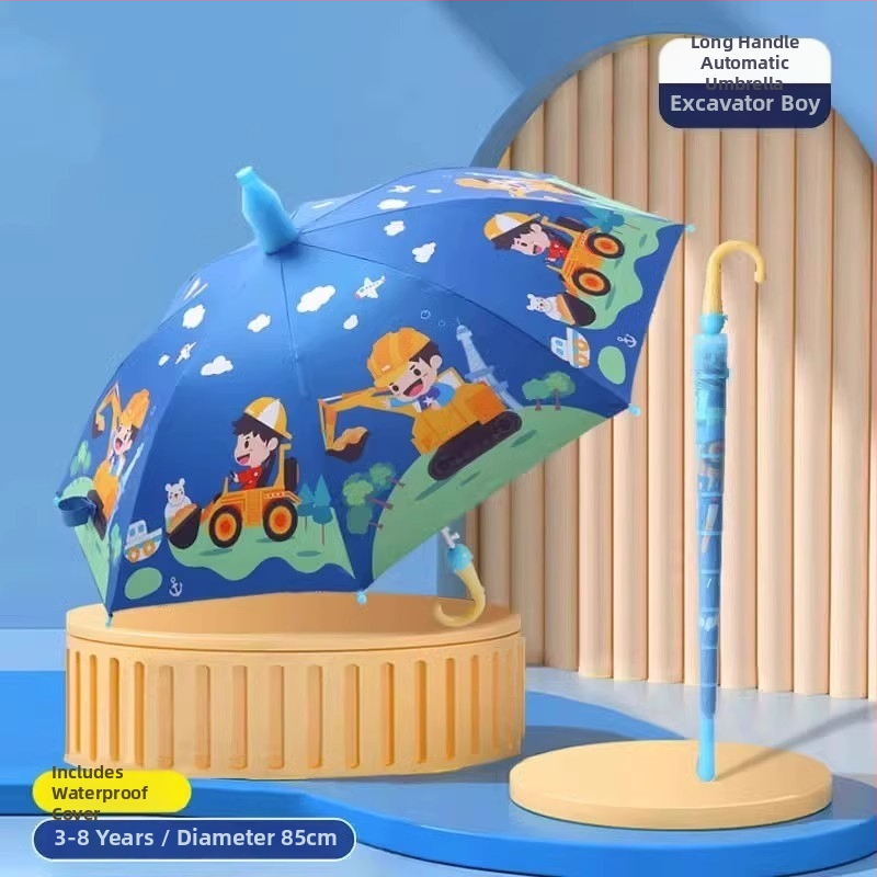 Detský dážďnik na slnko a dažď, vinyl potiahnutá látka, UPF 50+, 8 lúčov rám, ručné otvorenie a zatvorenie, kreslený štýl