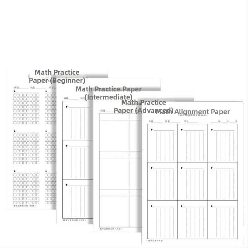 Cvičný list na matematické operácie pre základnú školu, presné zarovnanie číslic, hrubý skicovací papier, obálka s okienkom, mriežka 5×24
