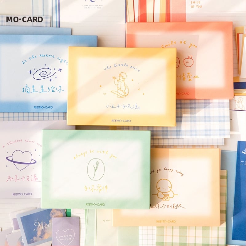 Mo Mo σετ επιστολοχαρτου σε κουτί – δημιουργικό ρετρό ημερολόγιο και διακοσμητικά φάκελα για φωτογραφικό άλμπουμ, 6 σχέδια