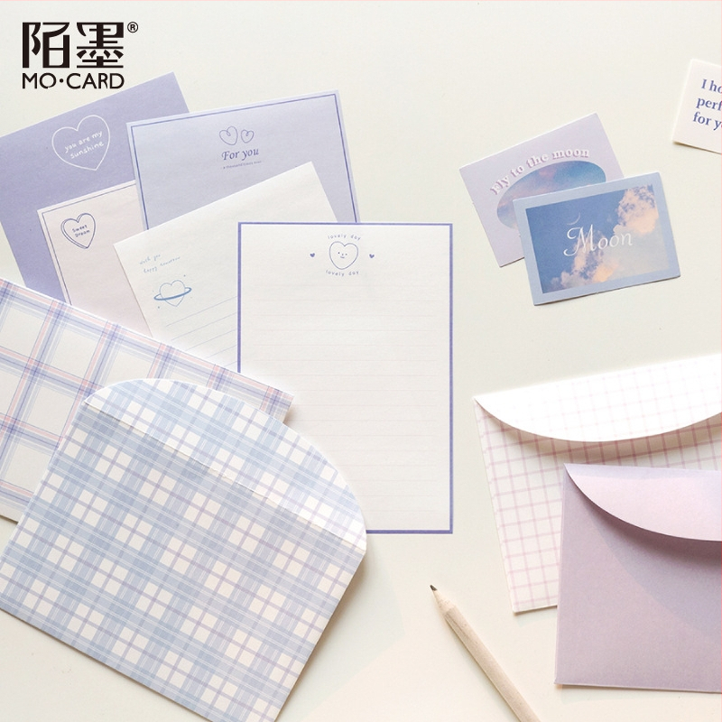 Mo Mo σετ επιστολοχαρτου σε κουτί – δημιουργικό ρετρό ημερολόγιο και διακοσμητικά φάκελα για φωτογραφικό άλμπουμ, 6 σχέδια