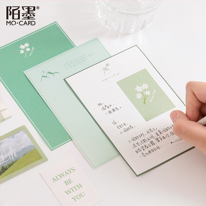 Mo Mo σετ επιστολοχαρτου σε κουτί – δημιουργικό ρετρό ημερολόγιο και διακοσμητικά φάκελα για φωτογραφικό άλμπουμ, 6 σχέδια