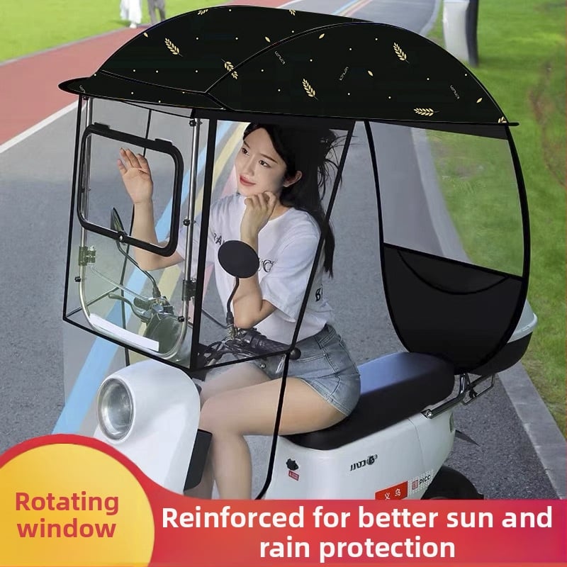 Umbrelă de soare cu 3 arce din fibră, deschidere/închidere manuală, protecție UPF 40+, rotire, rezistentă la vânt și ploaie