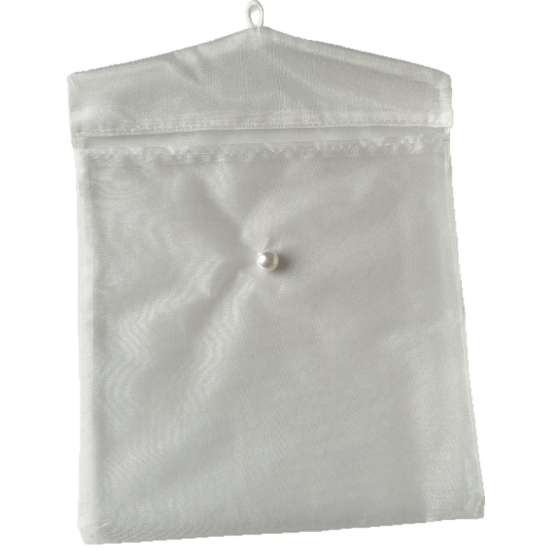 Organza torbica za pohranu u stilu omotnice s perlastim kopčom — Model No. 3/b6 — tkanina od tri niti visoke gustoće perlne pređe — ispis logotipa dostupan — prilagodba dostupna