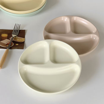 Πορσελάνινο πιάτο για δείπνο, στρογγυλό σχήμα, φρέσκο και χαριτωμένο στυλ, κατάλληλο για φούρνο μικροκυμάτων και με τυπωμένο λογότυπο