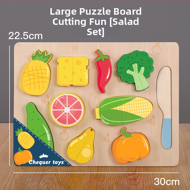 Drevená magnetická puzzle doska na krájanie ovocia a zeleniny – detská drevená hračka 4–6 rokov