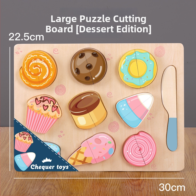 Drevená magnetická puzzle doska na krájanie ovocia a zeleniny – detská drevená hračka 4–6 rokov