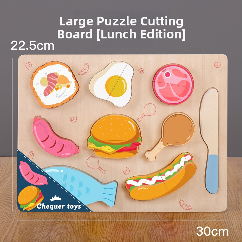 Drevená magnetická puzzle doska na krájanie ovocia a zeleniny – detská drevená hračka 4–6 rokov