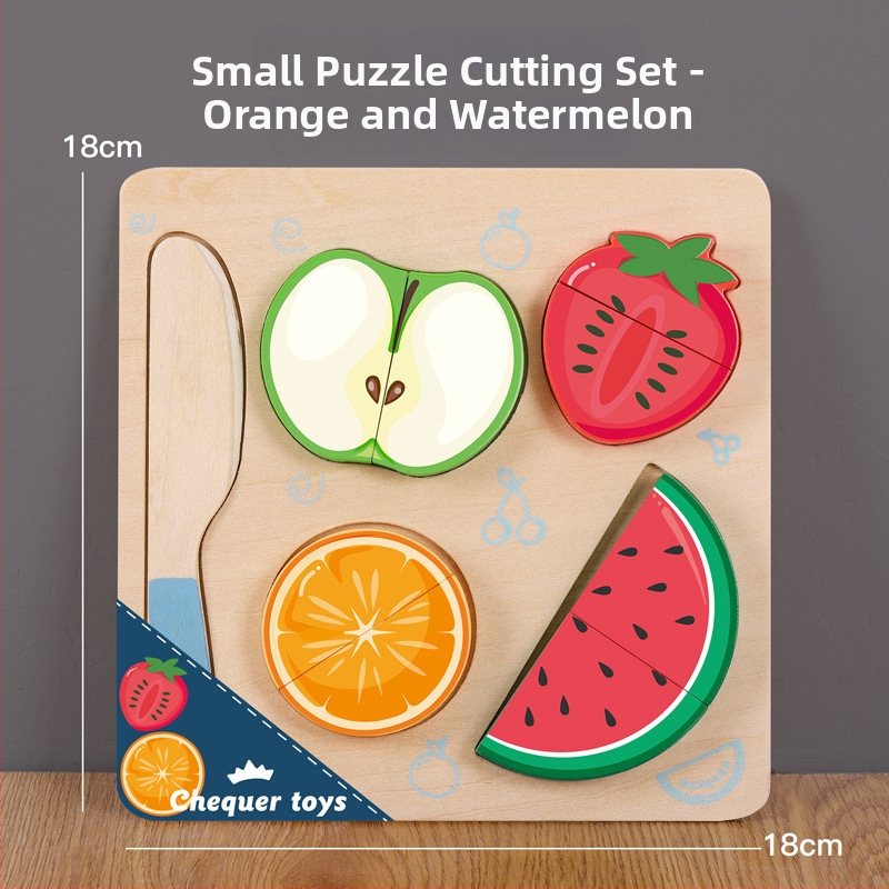 Drevená magnetická puzzle doska na krájanie ovocia a zeleniny – detská drevená hračka 4–6 rokov