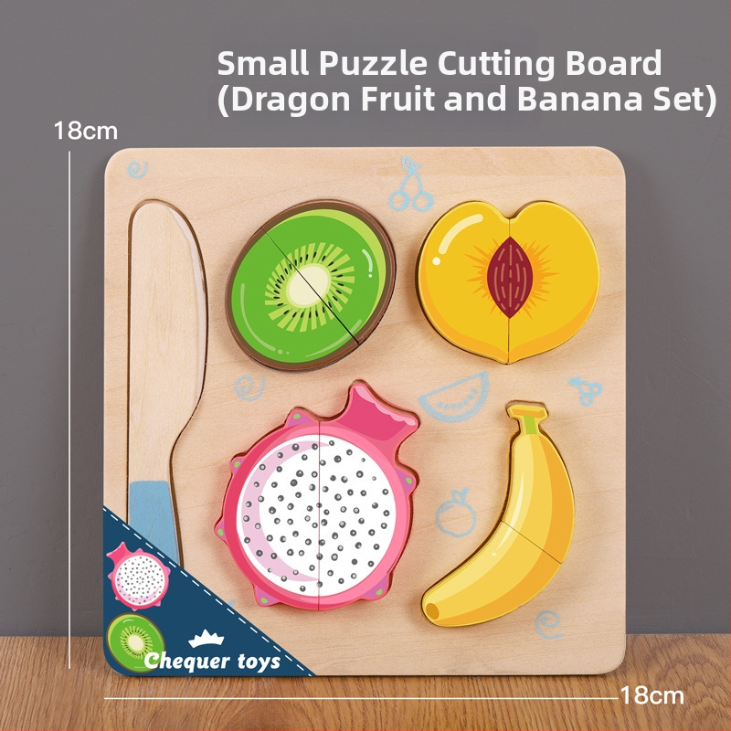 Drevená magnetická puzzle doska na krájanie ovocia a zeleniny – detská drevená hračka 4–6 rokov