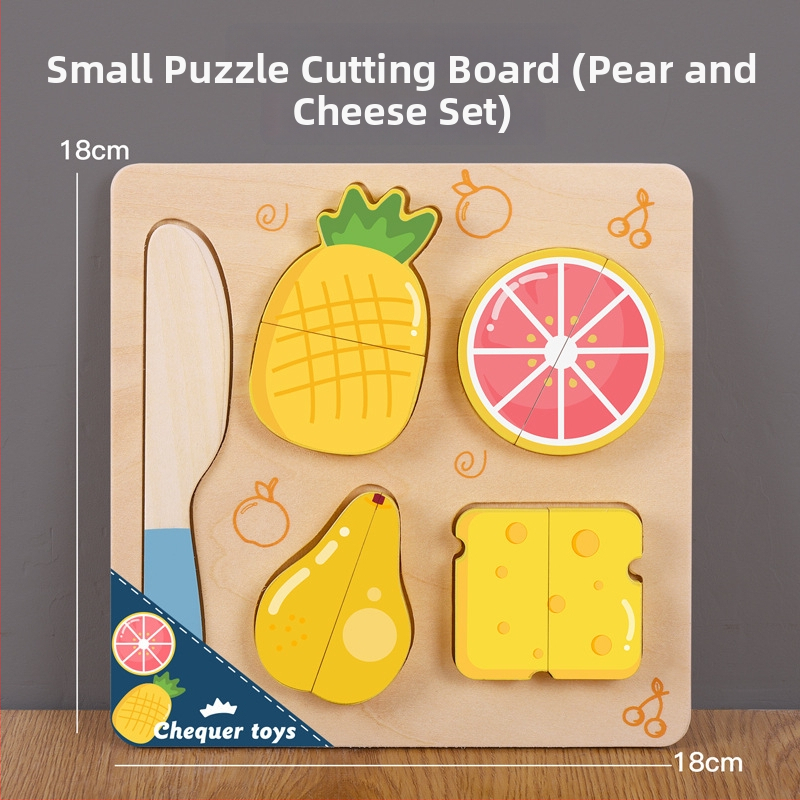 Drevená magnetická puzzle doska na krájanie ovocia a zeleniny – detská drevená hračka 4–6 rokov