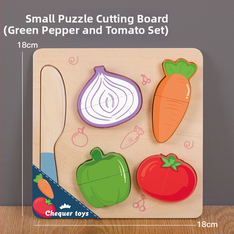 Drevená magnetická puzzle doska na krájanie ovocia a zeleniny – detská drevená hračka 4–6 rokov
