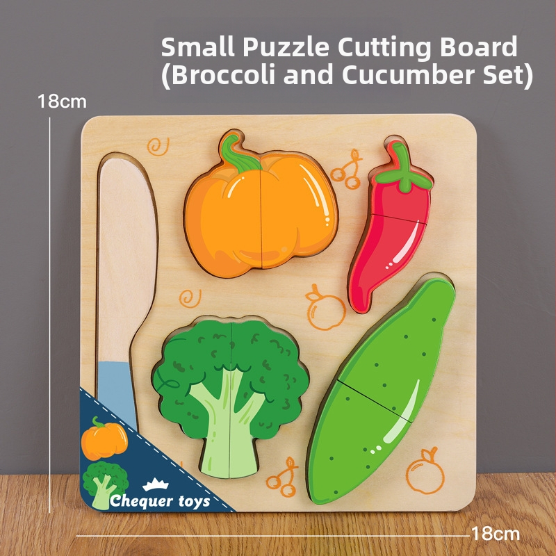 Drevená magnetická puzzle doska na krájanie ovocia a zeleniny – detská drevená hračka 4–6 rokov