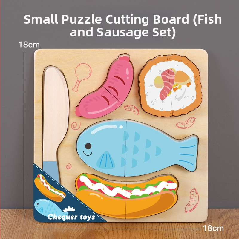 Drevená magnetická puzzle doska na krájanie ovocia a zeleniny – detská drevená hračka 4–6 rokov