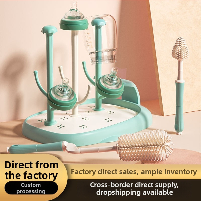 Držač bočica za bebe Eucalyptus Heart s uklonjivom sušilnom policom i držačem četkice za bočice