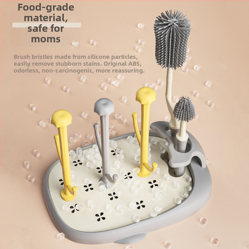 Držač bočica za bebe Eucalyptus Heart s uklonjivom sušilnom policom i držačem četkice za bočice