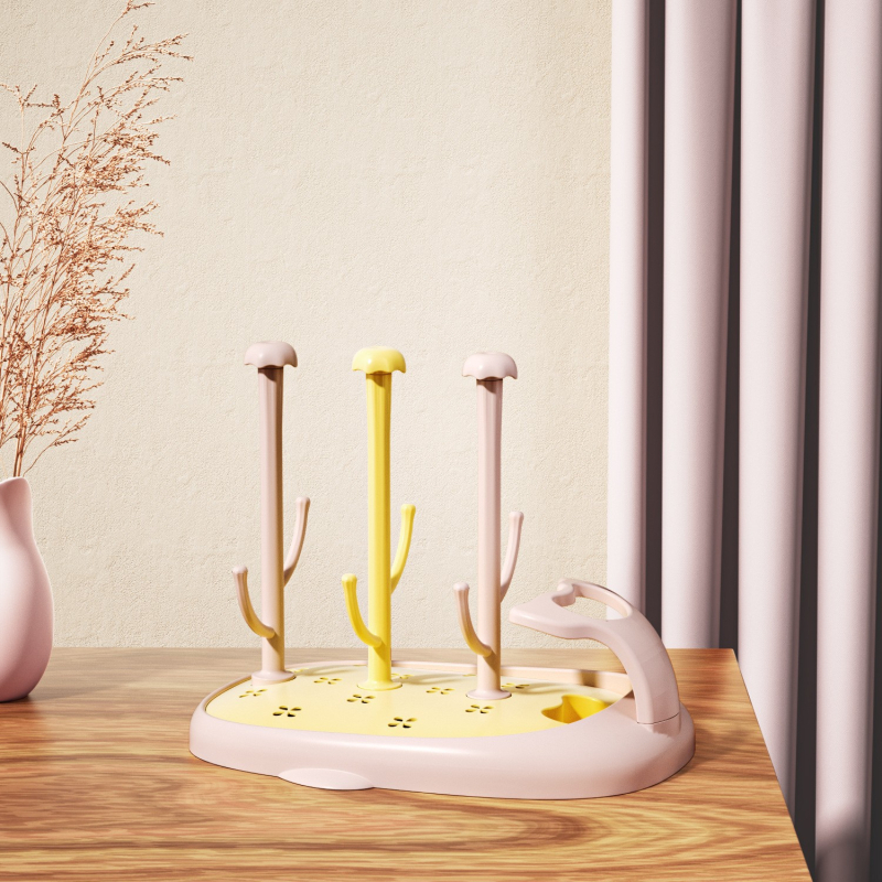 Držač bočica za bebe Eucalyptus Heart s uklonjivom sušilnom policom i držačem četkice za bočice