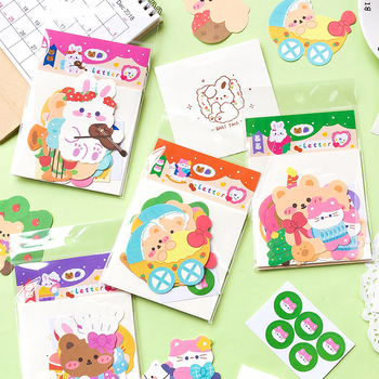 Σετ ειδών γραφείου Message: φάκελοι και χαρτί σημειώσεων, αυτοκόλλητα σφραγίδων, DIY διακόσμηση, 4 σχέδια, τετράγωνο στυλ