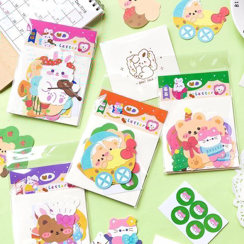 Σετ ειδών γραφείου Message: φάκελοι και χαρτί σημειώσεων, αυτοκόλλητα σφραγίδων, DIY διακόσμηση, 4 σχέδια, τετράγωνο στυλ