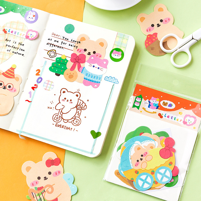 Σετ ειδών γραφείου Message: φάκελοι και χαρτί σημειώσεων, αυτοκόλλητα σφραγίδων, DIY διακόσμηση, 4 σχέδια, τετράγωνο στυλ