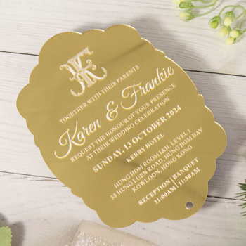 Φάκελος καρτών από βελούδο με φούντα – Δυτικού στυλ, χρυσό καθρέφτη ακρυλικό θερμό σφράγισμα, βελούρι προσαρμοσμένο, UV επίστρωση για προσκλήσεις