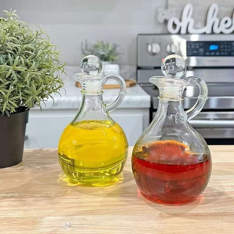 Staklena bočica ulja s držalom, marka Huihao glass products, staklo s kalcijem, moguć tisak logotipa, posuda za ulje, moderno minimalistički stil