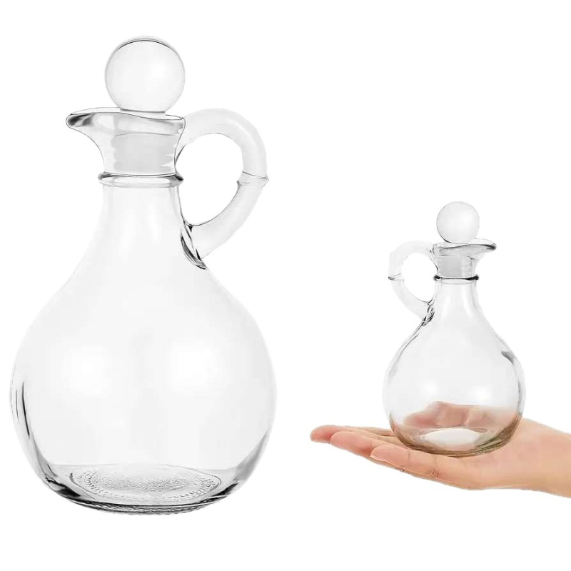 Staklena bočica ulja s držalom, marka Huihao glass products, staklo s kalcijem, moguć tisak logotipa, posuda za ulje, moderno minimalistički stil