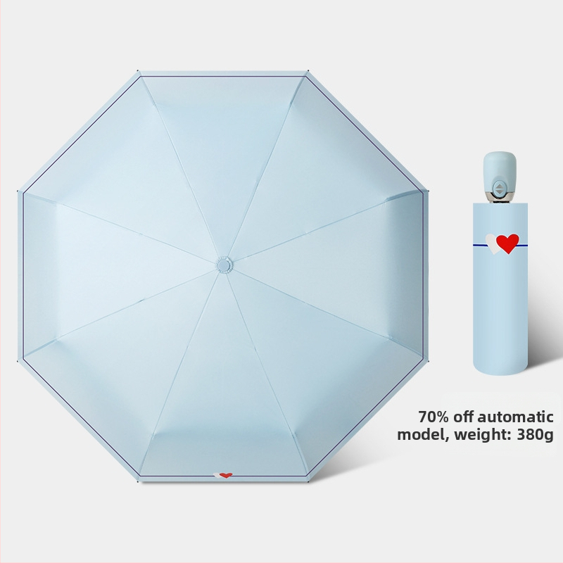 Slnečný dážnik s automatickým otvorením/zatvorením, 8 lúčov z vlákna, oceľová tyč, tkanina 210T s vinylovým povlakom, UPF>50