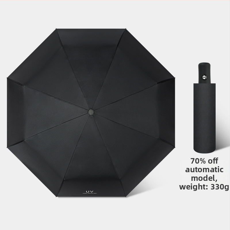 Slnečný dážnik s automatickým otvorením/zatvorením, 8 lúčov z vlákna, oceľová tyč, tkanina 210T s vinylovým povlakom, UPF>50