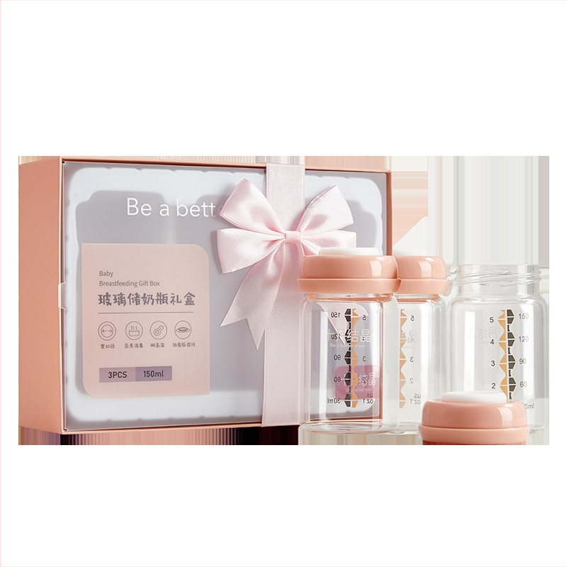 October Crystal Boca za skladištenje majčinog mlijeka - staklena boca, široko grlo, s PP kapsom i silikonom brtvom, ponovno upotrebljiva, paket od 3