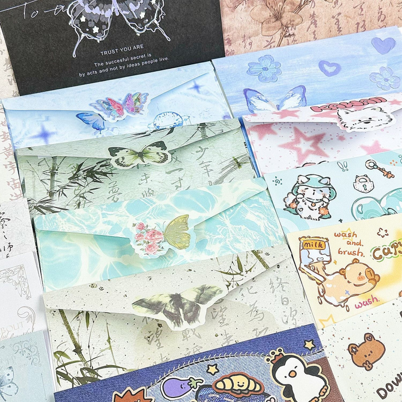 Συλλογή Mix‑And‑Match Blind Box με φακέλους και χαρτί γραφής, στυλ δυτικού φακέλου, χωρίς εκτύπωσης λογότυπου, χωρίς επεξεργασία ή προσαρμογή, μη εισαγόμενο