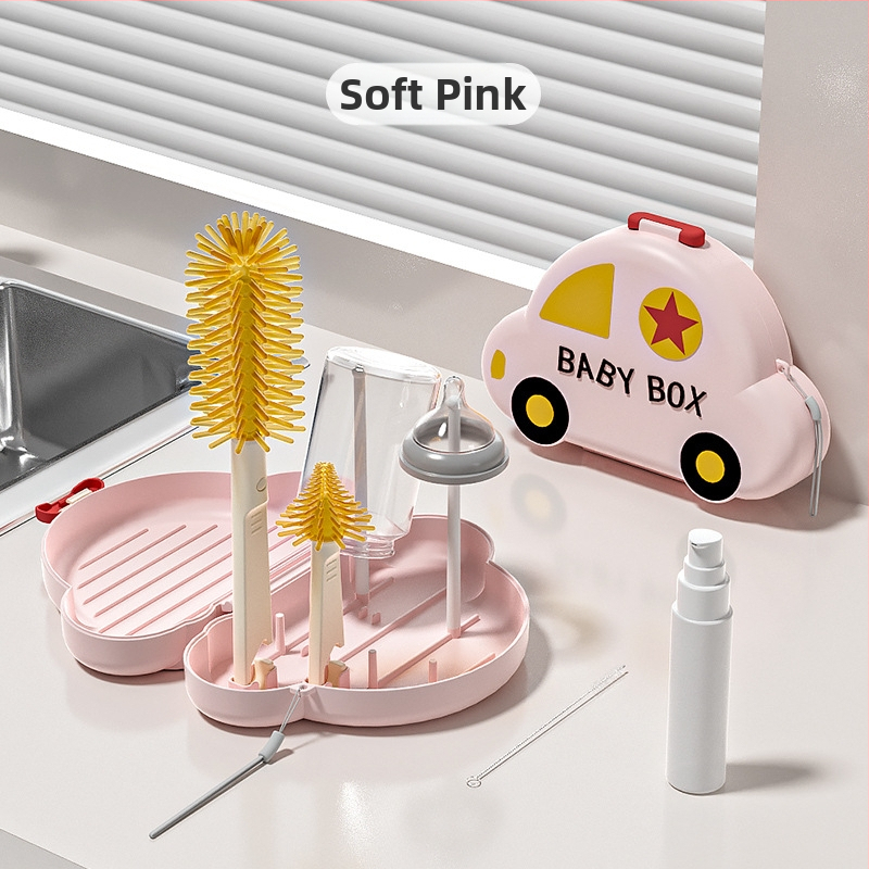 Yobeidi комплект за почистване на бутилки: сушилник за шишета, четка за биберони, преносима кутия за съхранение