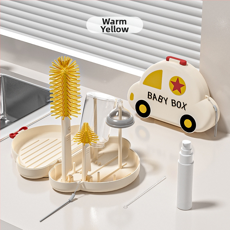 Yobeidi комплект за почистване на бутилки: сушилник за шишета, четка за биберони, преносима кутия за съхранение