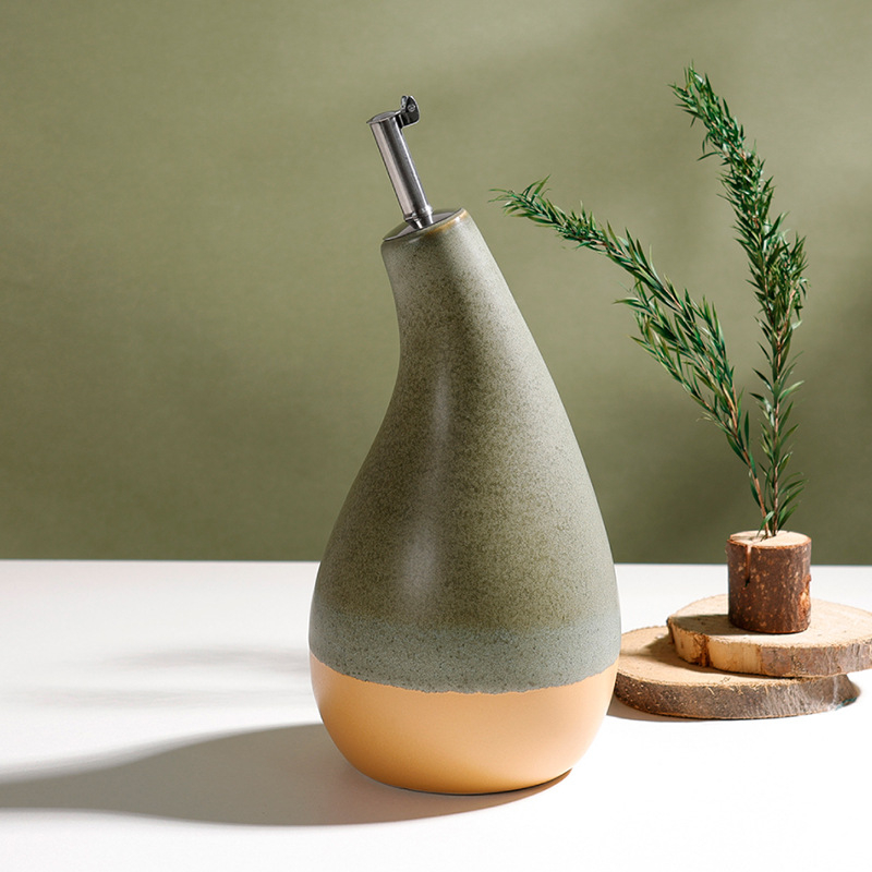 Mu yun keramička boca za ulje, automatsko otvaranje i zatvaranje, kuhinjska boca za ulje, moderni minimalistički stil, kod 20250711 summer breeze-oil pot