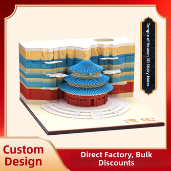 Temple of Heaven 3D samolepiace poznámky — tvar chrámu, poznámky, ktoré sa dajú ľahko trhať, obal a vnútorné stránky zo špeciálneho papiera, akrylová darčeková krabička, možnosť prispôsobenia