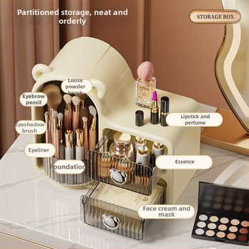 Cutie de depozitare pentru cosmetice cu compartimente tip sertar, rezistentă la praf, capacitate 1 L, plastic PP, organizator de masă multifuncțional