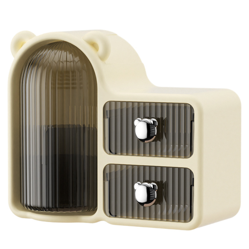 Cutie de depozitare pentru cosmetice cu compartimente tip sertar, rezistentă la praf, capacitate 1 L, plastic PP, organizator de masă multifuncțional