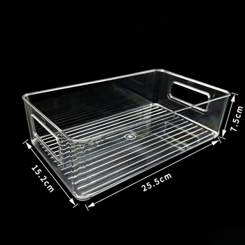 PET prozirna stolna kutija za pohranu s prugastim uzorkom, bez poklopca, moderni minimalistički dizajn, kapacitet 2,4 L