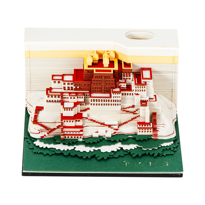 Παλάτι Ποτάλα 3D Pop-Up Σημειωματάρια – αρχιτεκτονική κατασκευή από χαρτί, προσαρμοσμένο λογότυπο, ακρυλικό κουτί δώρου, 90x90x55 mm