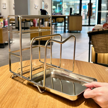 Raft de depozitare pentru ustensile de bucătărie din oțel inoxidabil 304 — multifuncțional, mobil, fără montaj, cu suport pentru cuțite, tocător și capace cu drenaj