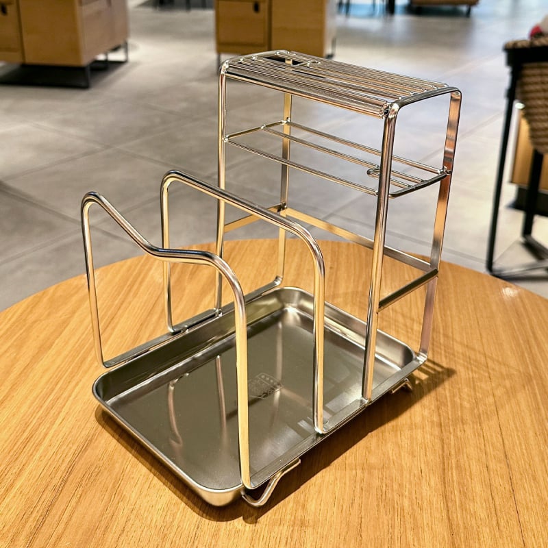 Raft de depozitare pentru ustensile de bucătărie din oțel inoxidabil 304 — multifuncțional, mobil, fără montaj, cu suport pentru cuțite, tocător și capace cu drenaj